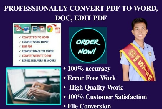I will convert pdf, images to word, doc and edit pdf professionally