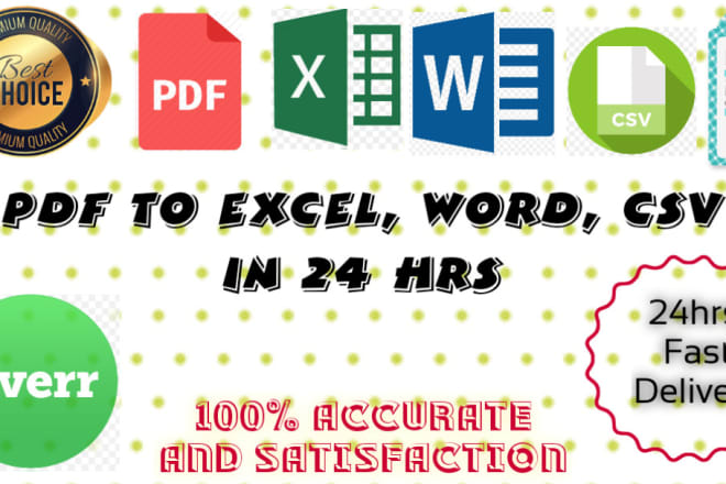 I will convert PDF to excel or csv or word