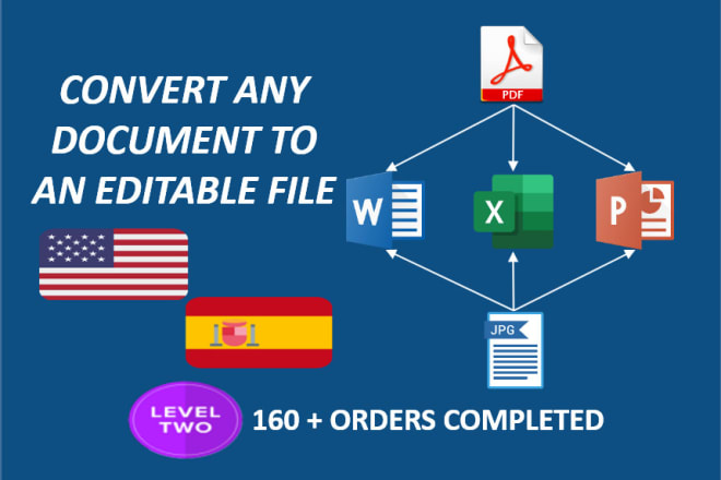 I will convert pdf to word, image to word, pdf to excel, editable