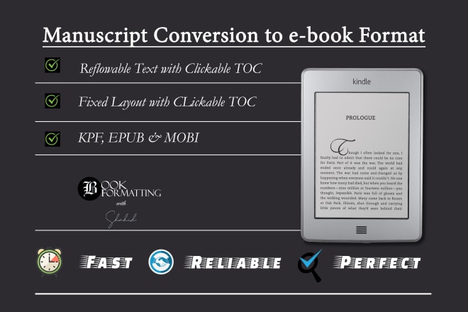 I will convert your book to ebook file format