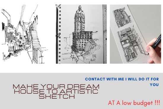 I will convert your building a project to an artistic sketch mood