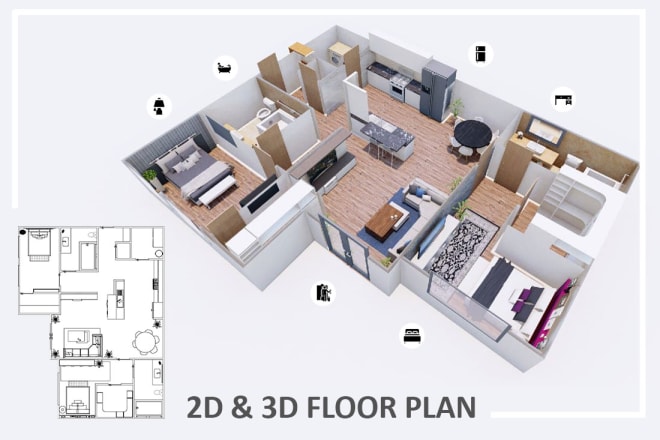 I will create 2d and 3d floor plan for apartment or flat