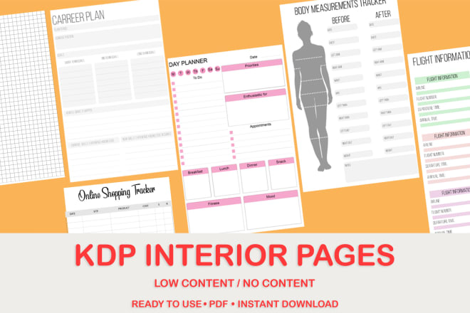 I will create 6x9 amazon KDP low content journal interior pages