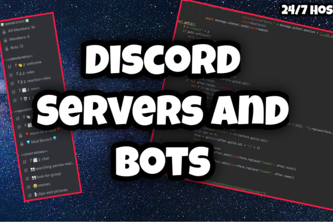 I will create a custom discord server and discord bot with 24 7 hosting