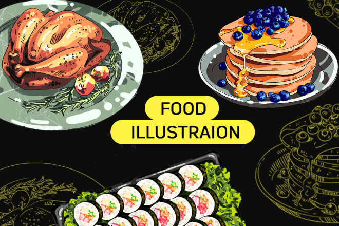 I will create a digital illustration of food in vector and raster