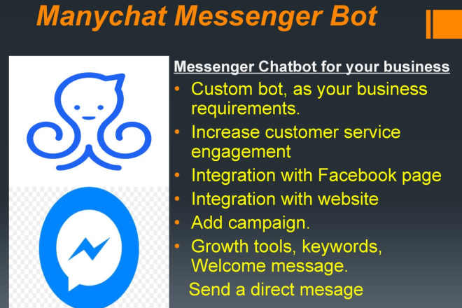 I will create a facebook messenger chatbot using manychat or chatfuel