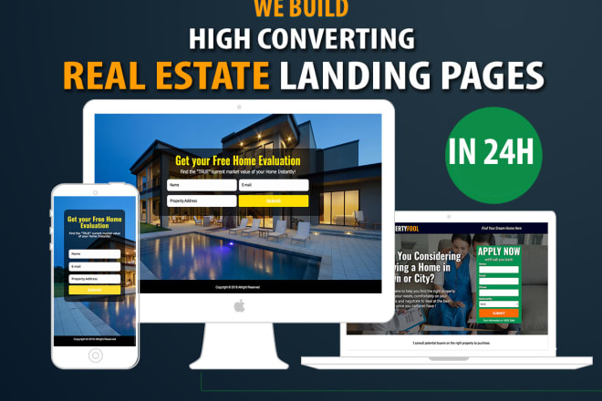 I will create a professional real estate landing page in 24h