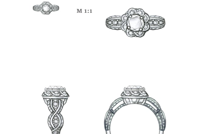 I will create a sketch design of your wedding ring