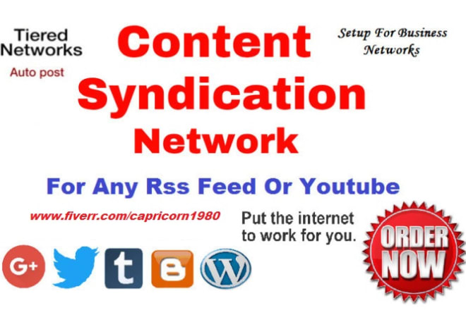 I will create accounts for content syndication for your any rss feed or youtube