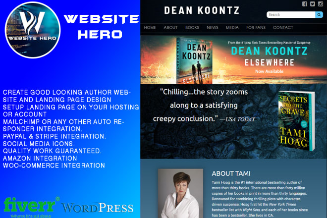 I will create an amazing book authors website