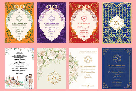 I will create an amazing wedding invitation card
