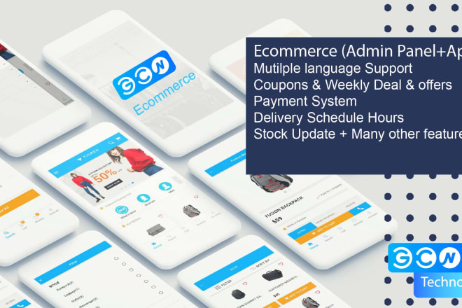 I will create an ecommerce store website, food delivery app with admin panel