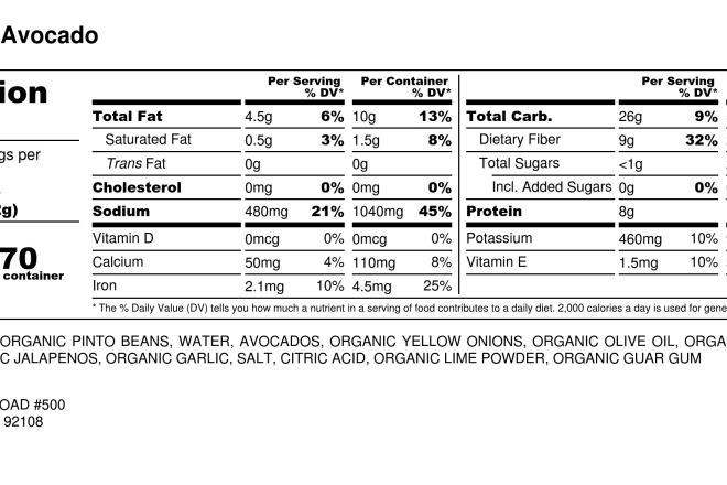I will create an fda compliant nutritional label for you