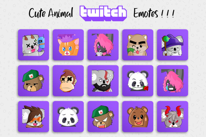 I will create animal emotes and badges for twitch, youtube, discord