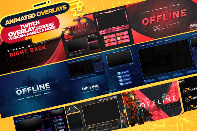 I will create animated overlay twitch webcam overlay and obs overlay