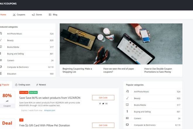 I will create automated affiliate coupons and deals website
