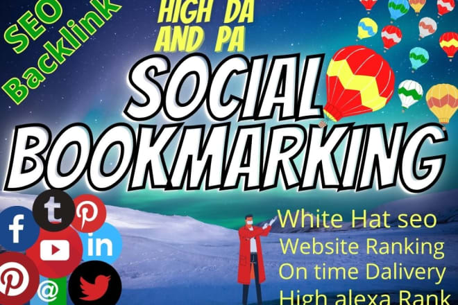 I will create best social bookmarking SEO backlinks manually for top ranking