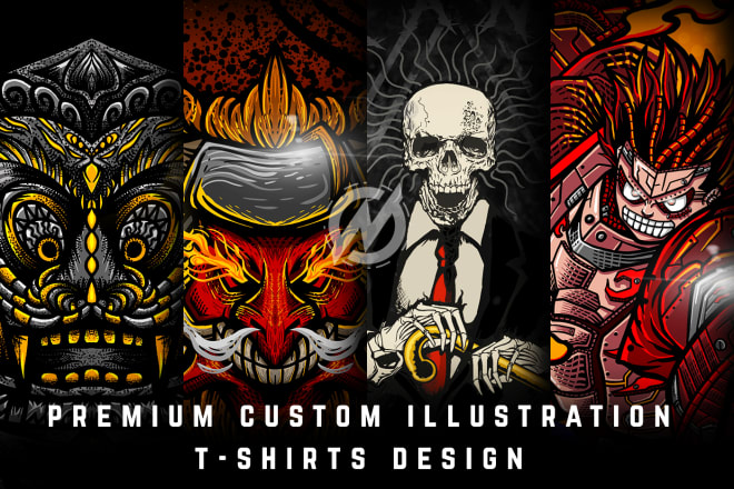 I will create custom illustration t shirt design with amazing style