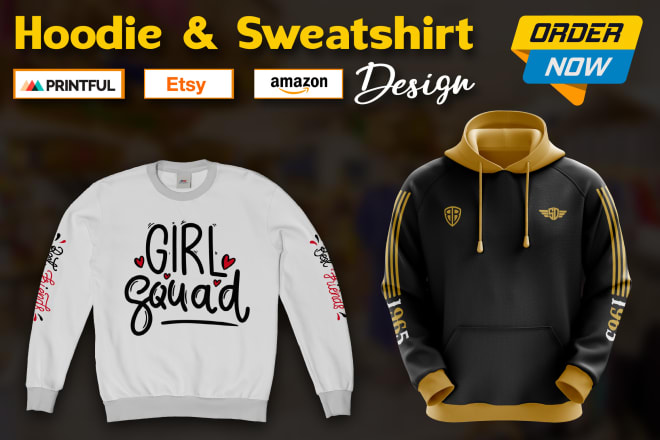 I will create custom sweatshirt sublimation hoodie design by logo or pattern