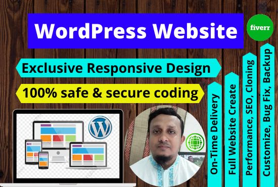 I will create, design, develop a responsive wordpress website