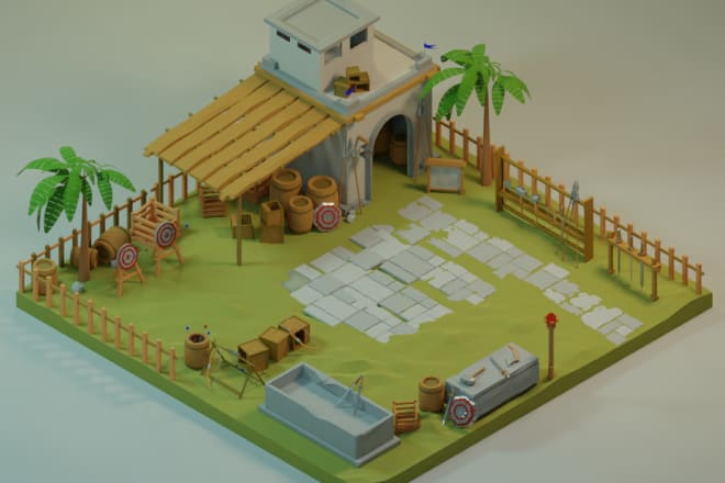 I will create environment illustration low poly 3d