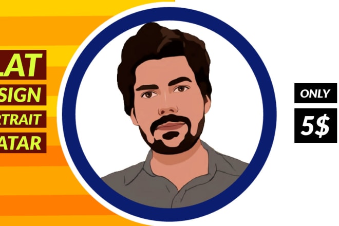 I will create flat cartoon portrait avatar from face for social media profile picture
