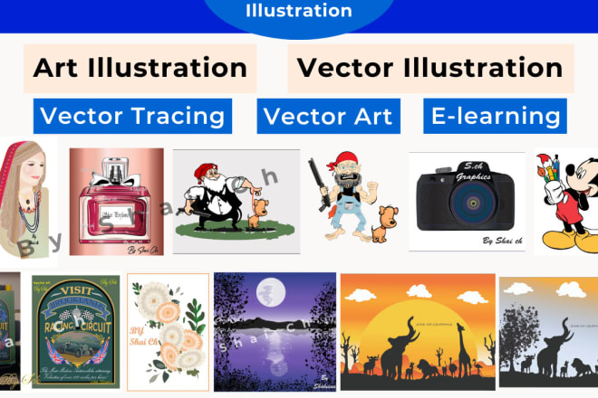 I will create flat illustration vector art landscape and elearning