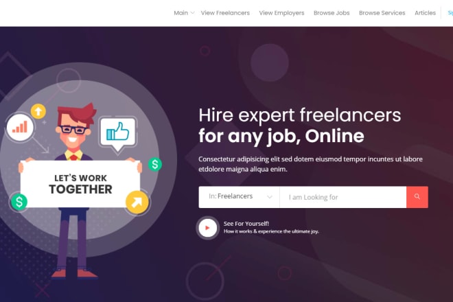 I will create freelancing jobs find marketplace website