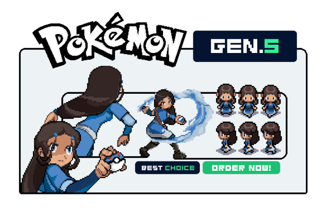 I will create gen 5 custom pokemon overworld trainer sprite sheet