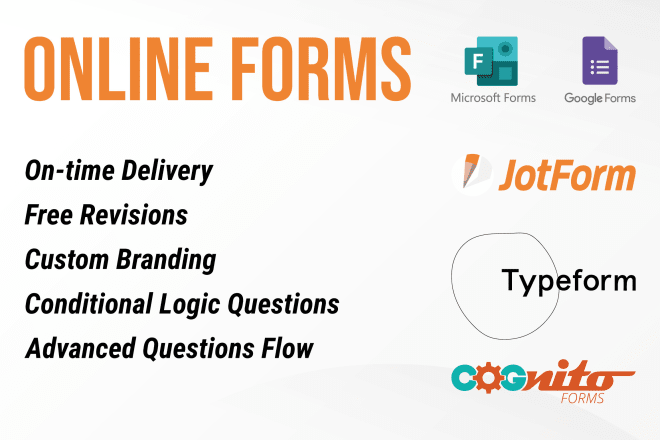 I will create google form, jotform, typeform and online forms