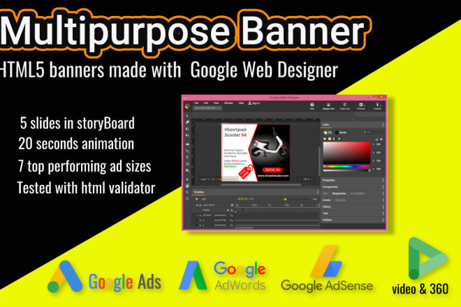 I will create HTML5 animated advertising banners for google ad