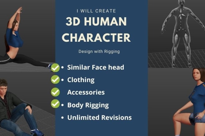 I will create human 3d model 3d character