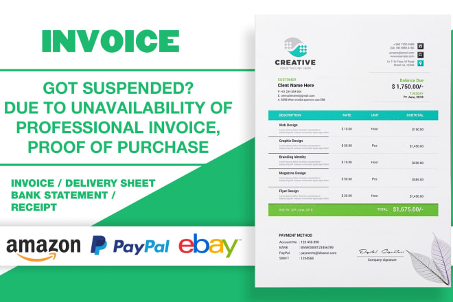 I will create invoice to appeal ebay paypal amazon suspension