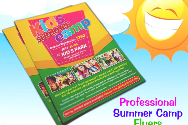 I will create kids summer camp, winter camp flyers