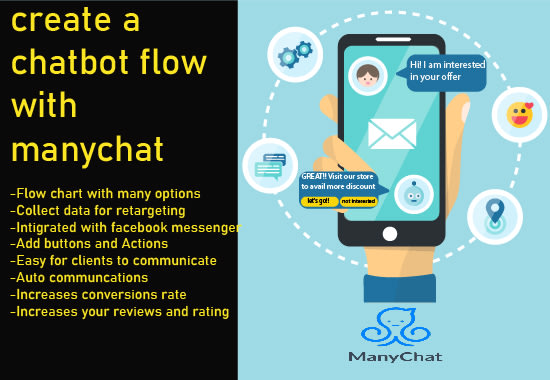 I will create manychat flow, facebook messenger chat bot