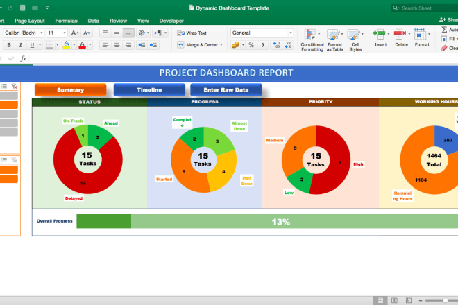I will create microsoft excel project dashboard report