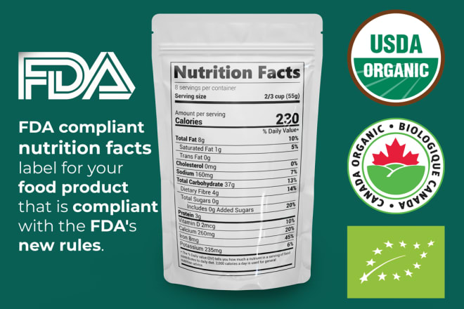 I will create nutrition fact label fda compliant