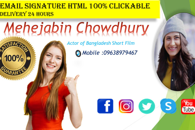 I will create professional clickabl HTML email signature for gmail