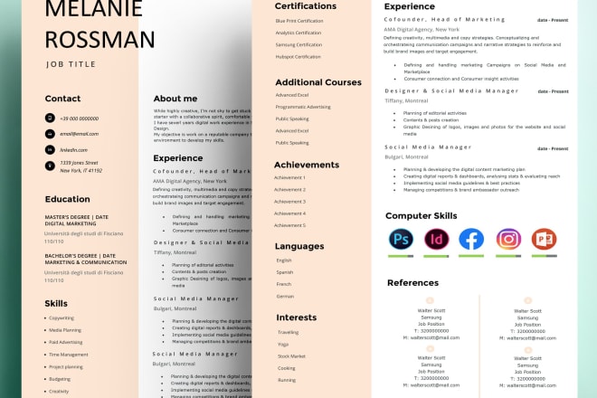 I will create professional resume and free CV design