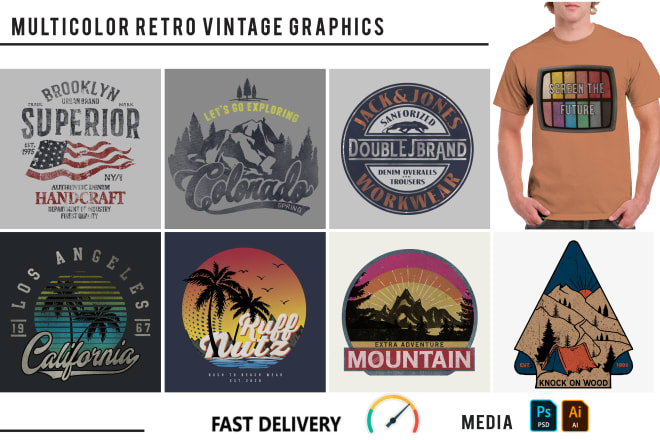 I will create professional trendy and vintage t shirts design