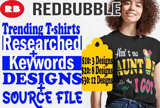 I will create redbubble t shirt designs with keywords research