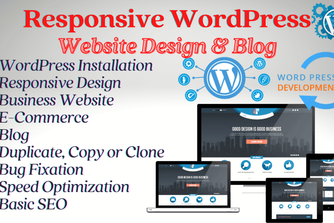 I will create responsive wordpress website design or blog