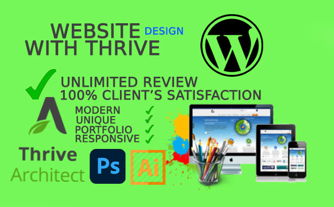 I will create responsive wordpress website using thrive architect and thrive builder