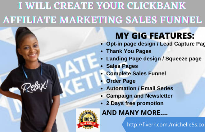I will create your clickbank affiliate marketing sales funnel, click funnels builder