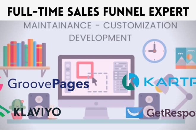 I will create your sales funnel on kartra, groovepages, getresponse, kajabi, klaviyo