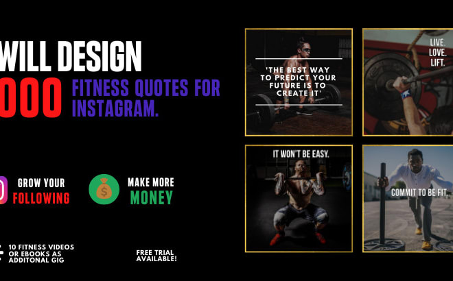 I will design 1000 fitness image quotes for instagram