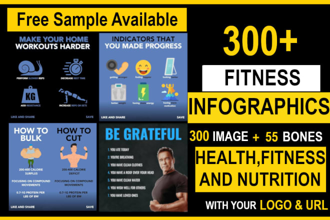 I will design 300 fitness health tips instagram infographics