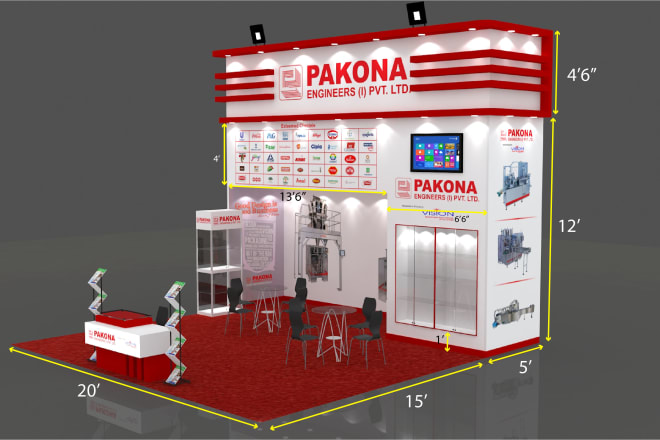I will design a creative 3d exhibition stall