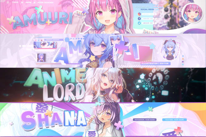 I will design a gaming or anime banner for youtube, twitch, twitter