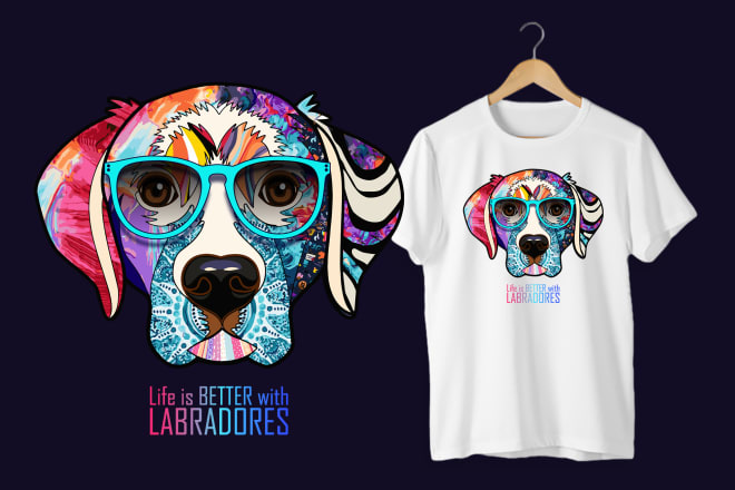 I will design amazing dog t shirt with tee mockup design